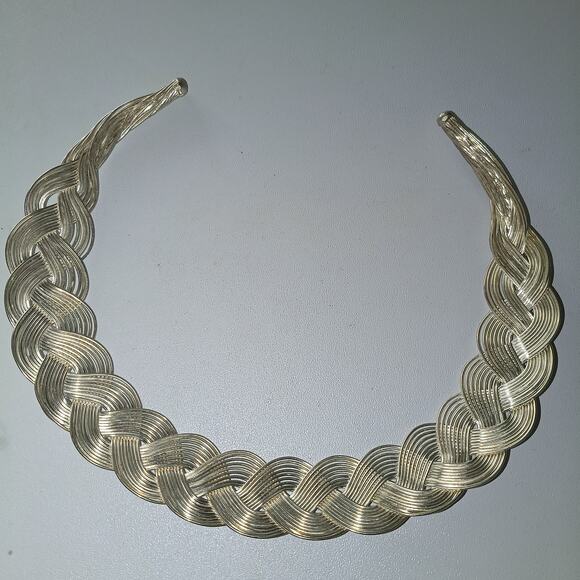 Iris Apfel & Bajalia Silver Toned Braided Multi-Wire Metal  Statement Necklace - Picture 4 of 5